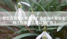 怎么在百度上免费发广告给别人呢安全吗【百度怎么可以发广告】