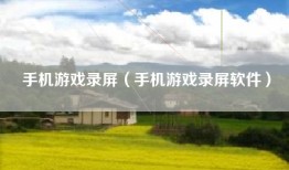 手机游戏录屏（手机游戏录屏软件）
