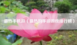最热手机游（最热的手游游戏排行榜）