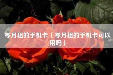 零月租的手机卡（零月租的手机卡可以用吗）