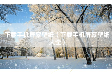 下载手机屏幕壁纸（下载手机屏幕壁纸大全）