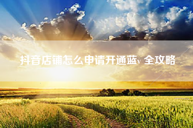抖音店铺怎么申请开通蓝v 全攻略